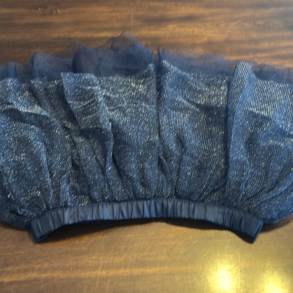 Gymboree Girls Navy Blue Shimmer Tulle Skirt Size 8 Elastic Waist - Picture 6 of 8